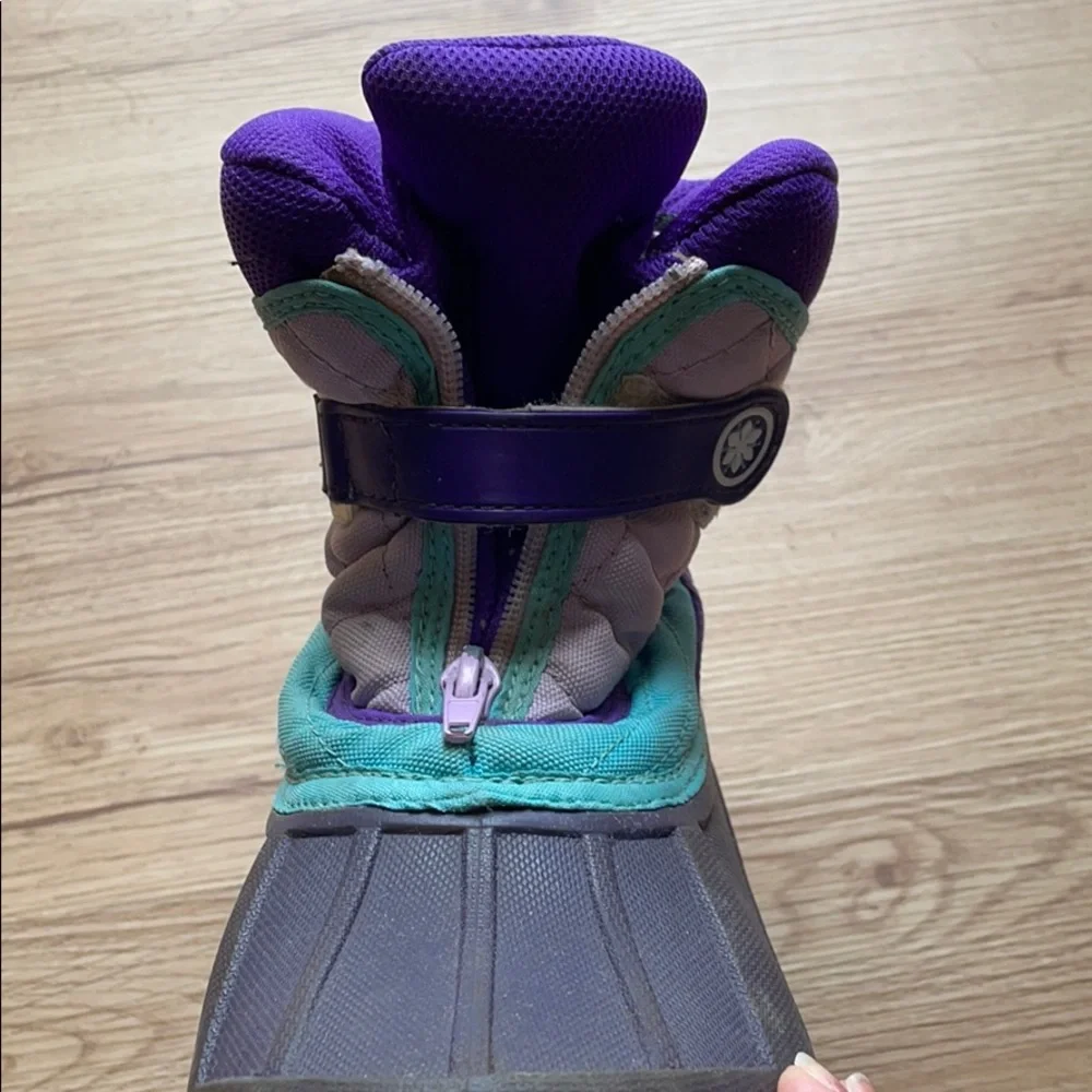 Purple girls winter rubber snow boots size 3